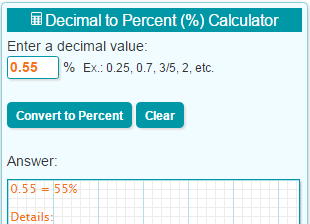 Decimal to Percent Calculator