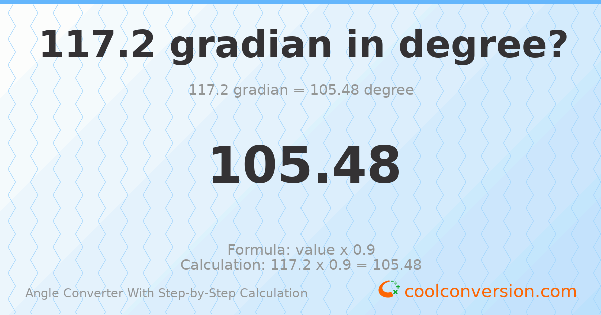 117.2 gradians = 105.48 degrees
