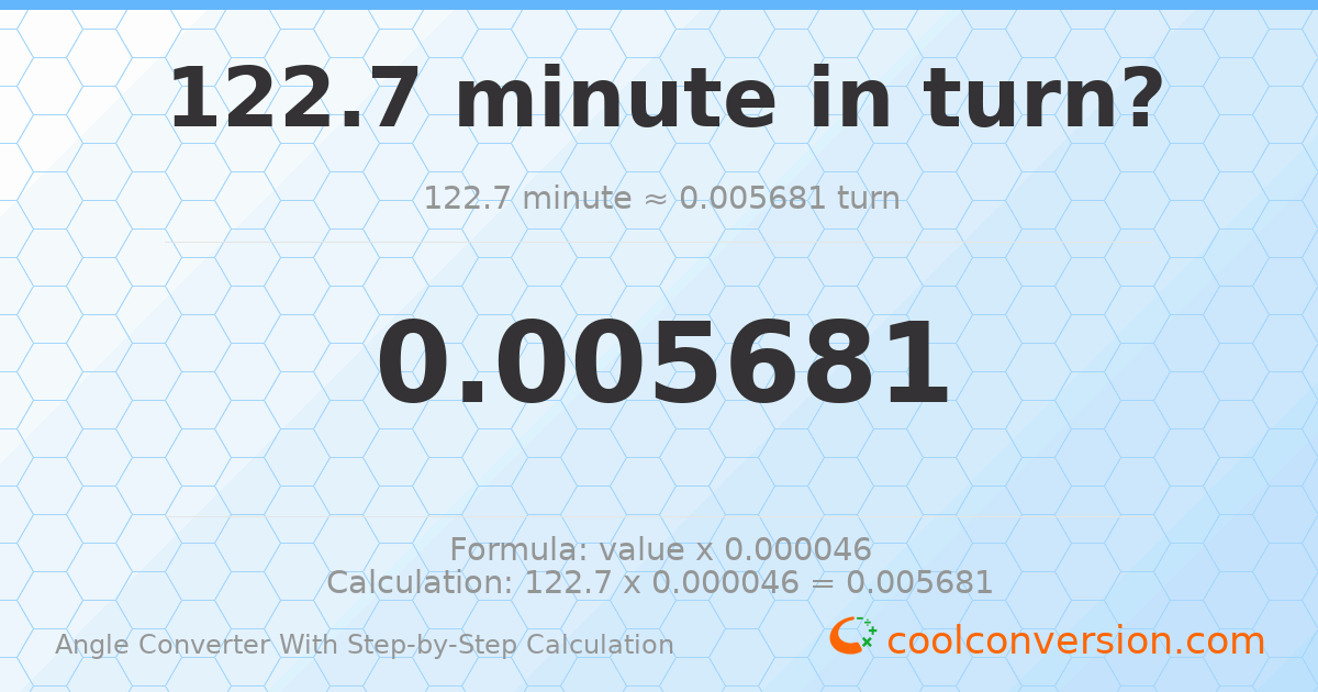 122.7 minutes = 0.00568056 turns