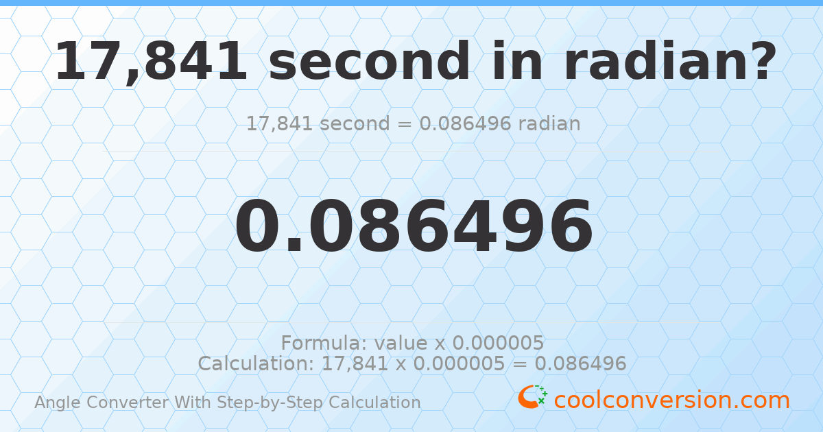 17841 seconds = 0.0864956 radians