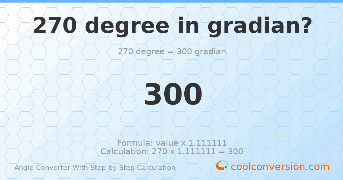 270 degrees = 300 gradians