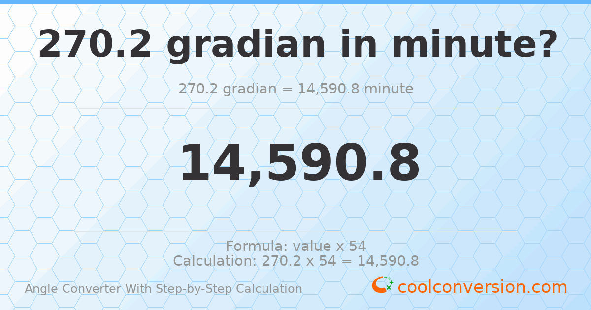 270.2 gradians = 14590.8 minutes