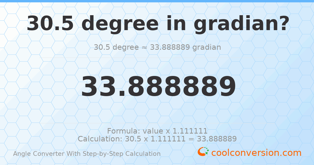 30.5 degrees = 33.8889 gradians