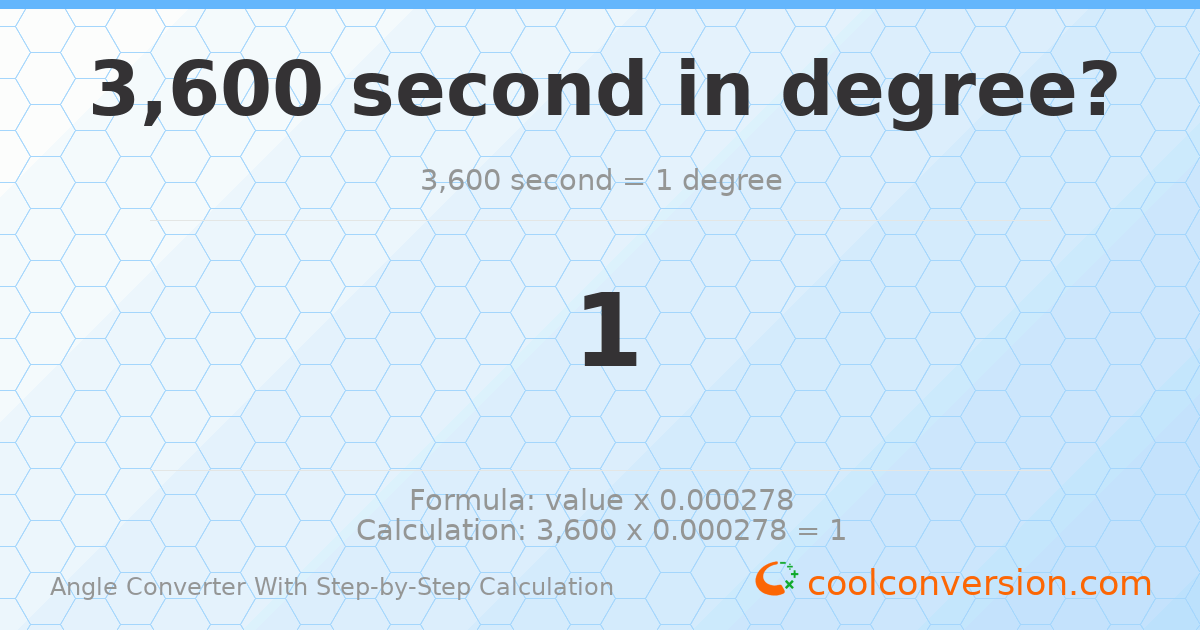3600 seconds = 1 degree