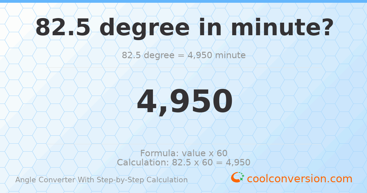 82.5 degrees = 4950 minutes
