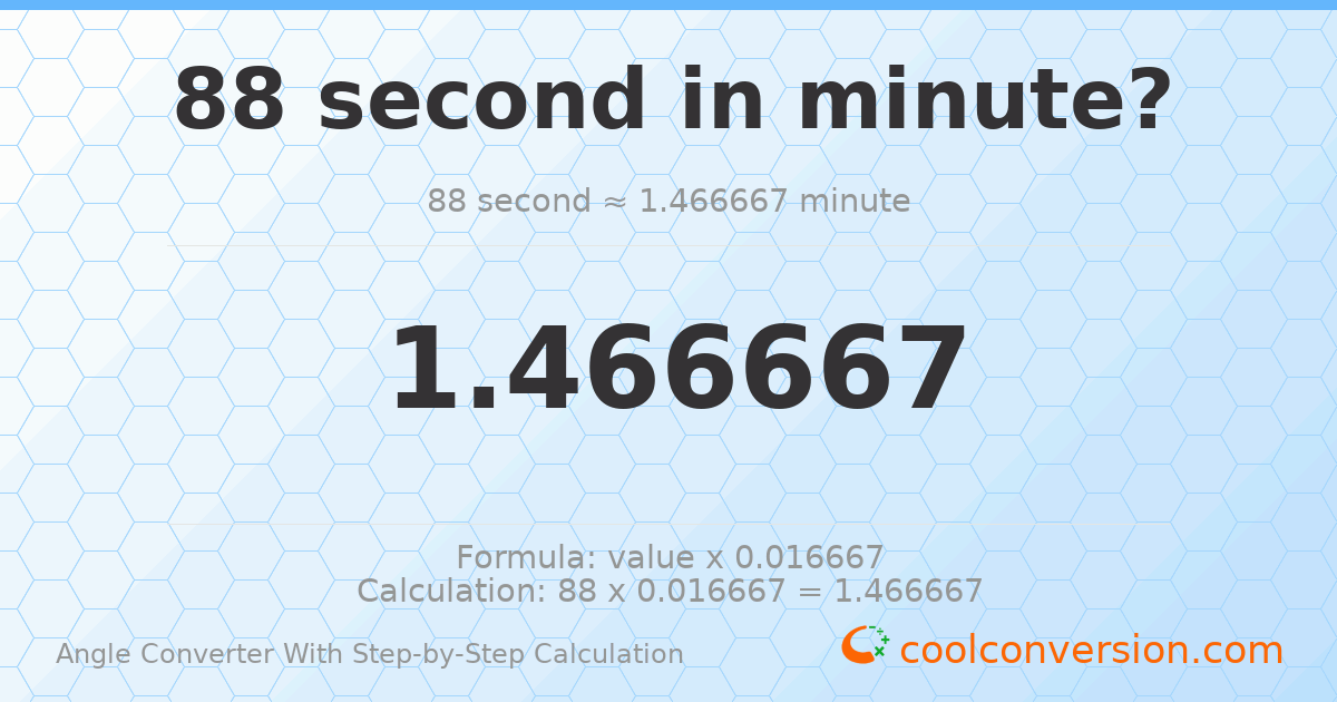 88 seconds = 1.46667 minutes