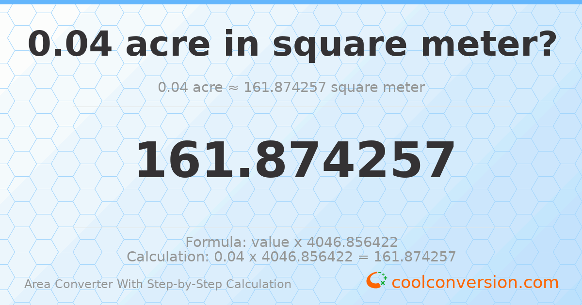 0.04 acres = 161.874 square meters