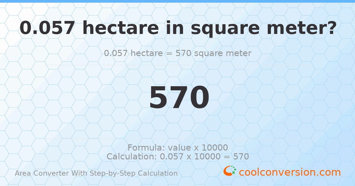 0.057 hectares = 570 square meters