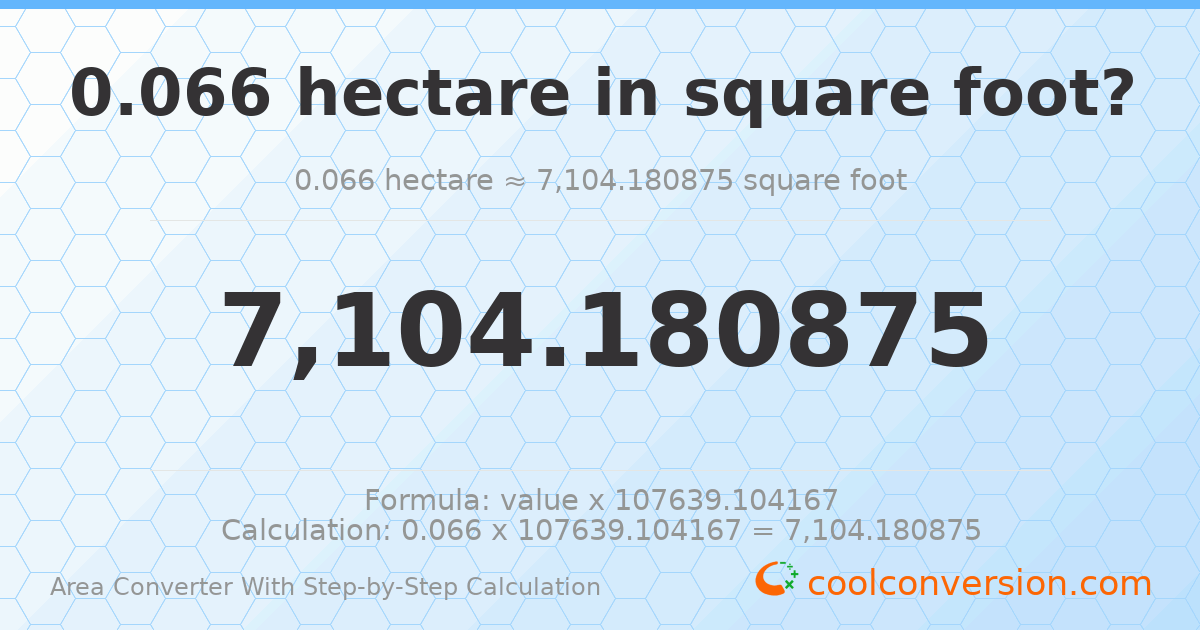 0.066 hectares = 7104.18 square feet