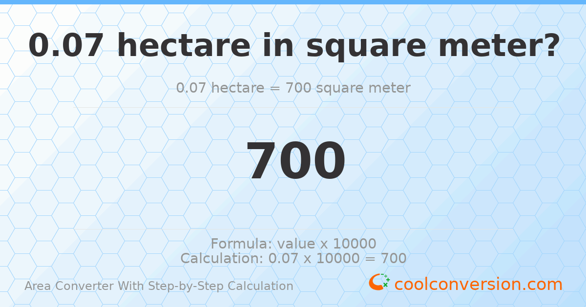 0.07 hectares = 700 square meters