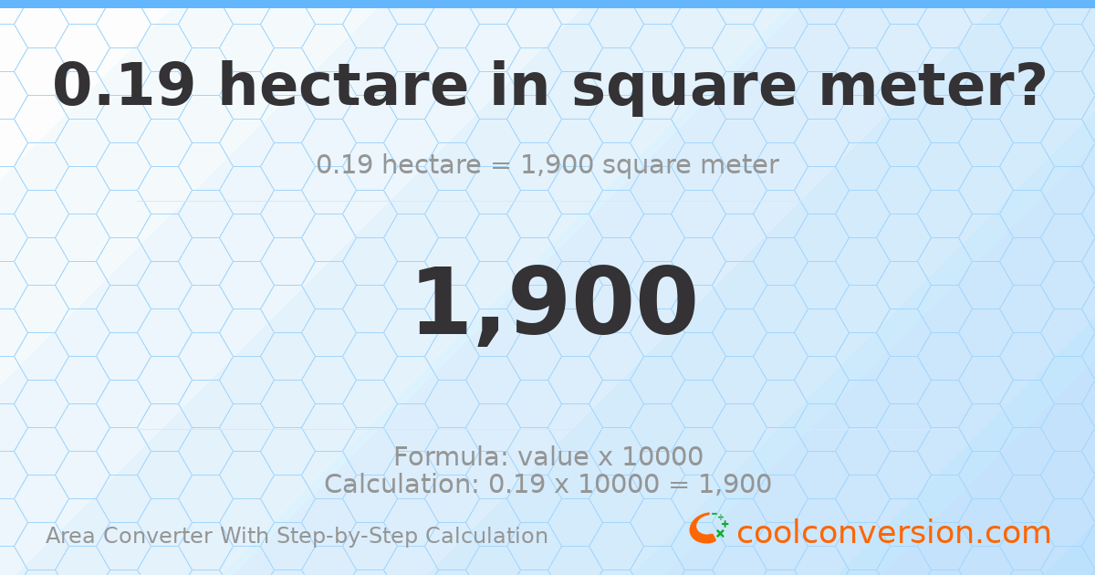 0.19 hectares = 1900 square meters