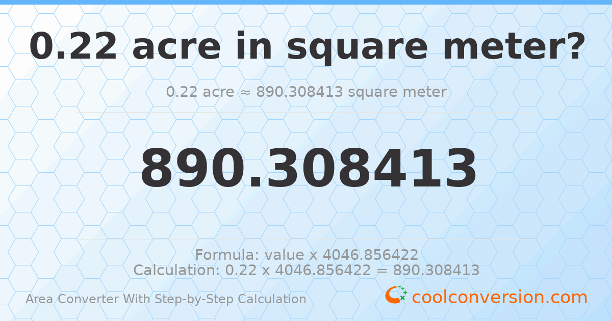 0.22 acres = 890.308 square meters