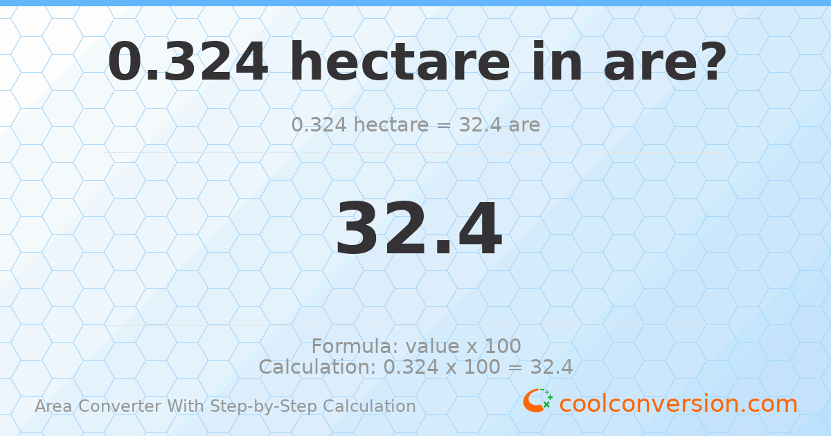 0.324 hectares = 32.4 ares