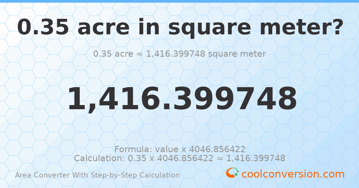 0.35 acres = 1416.4 square meters