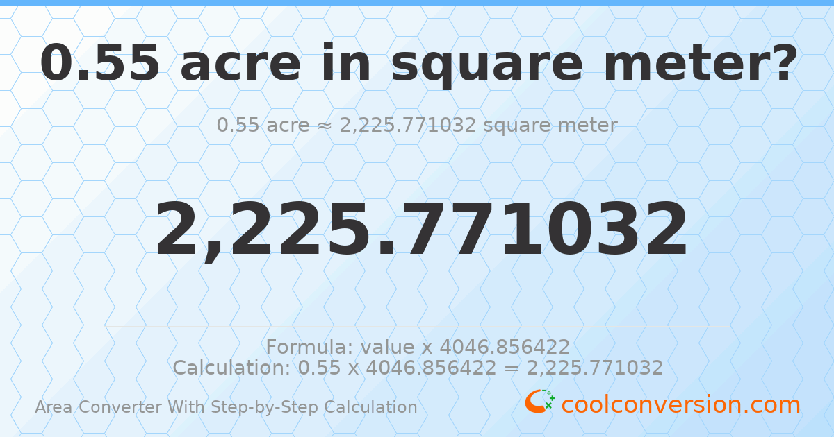 0.55 acres = 2225.77 square meters