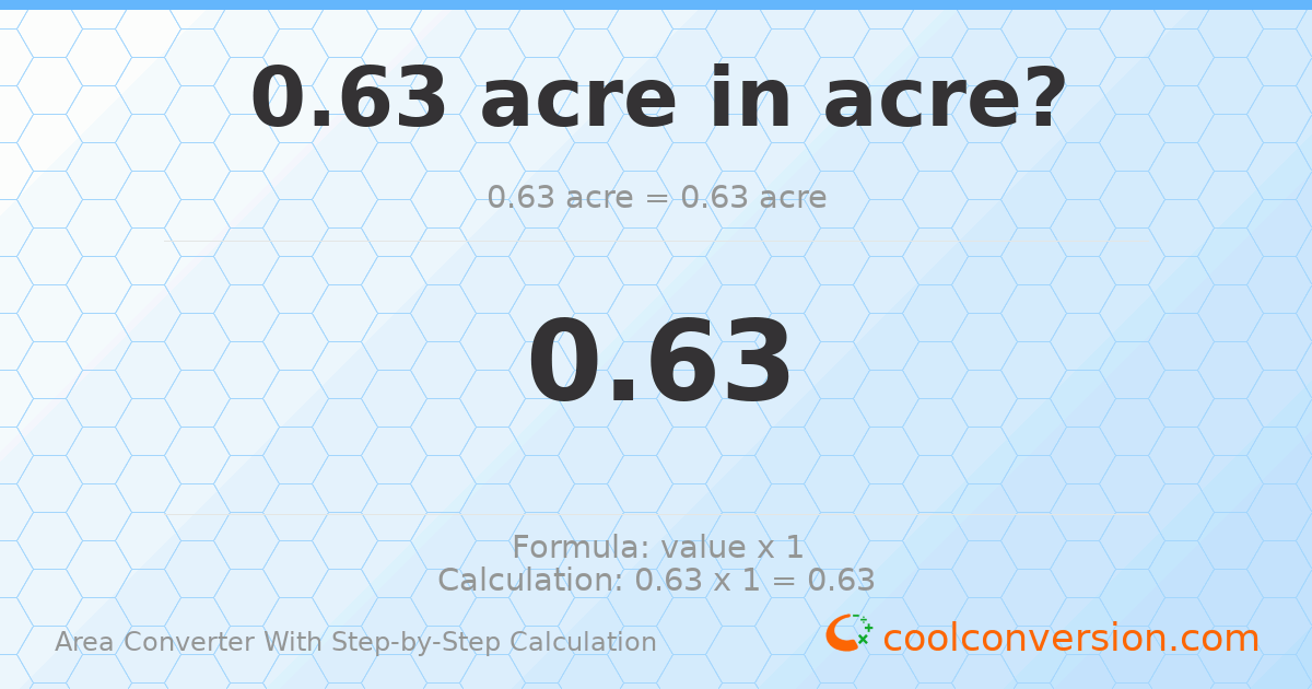 0.63 acres = 0.63 acres