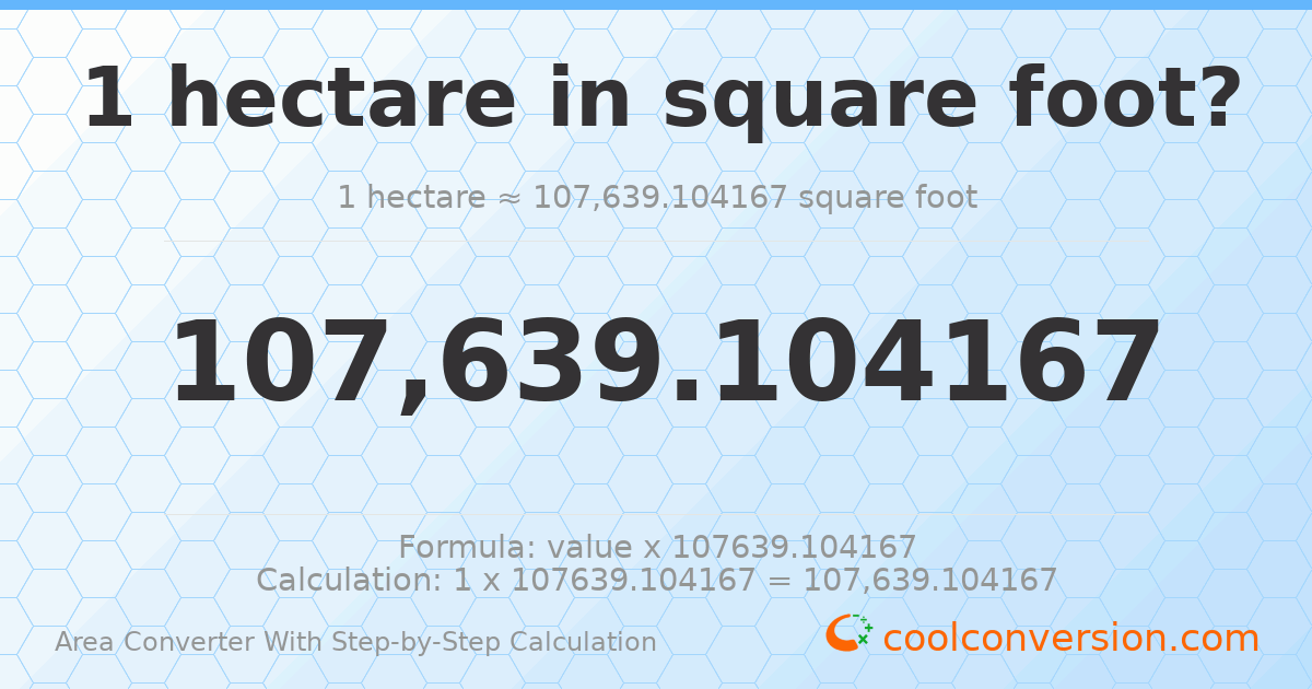 1 hectare = 107639 square feet