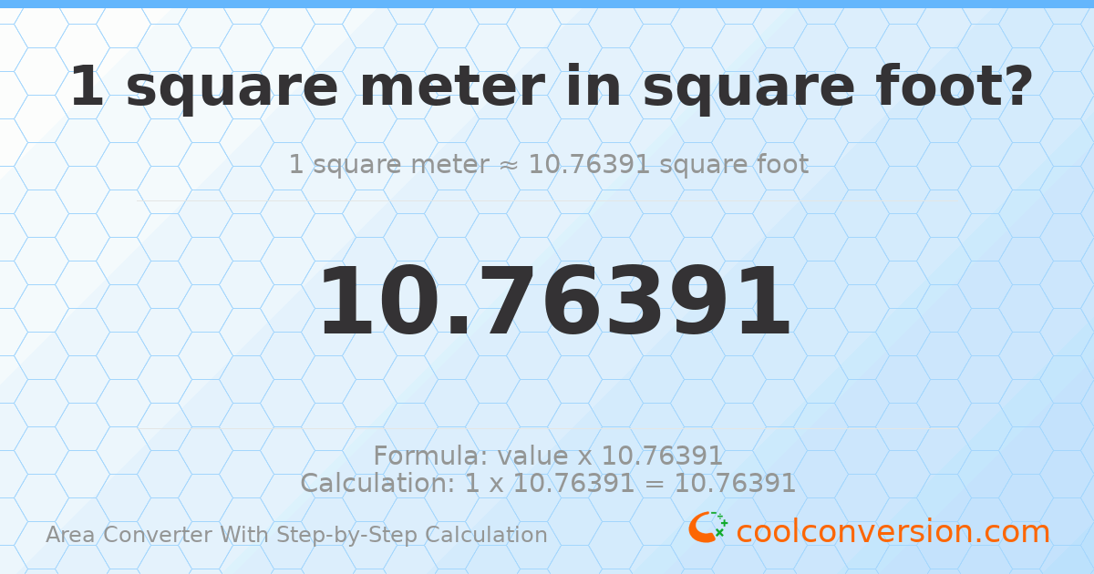 1 square meter = 10.7639 square feet
