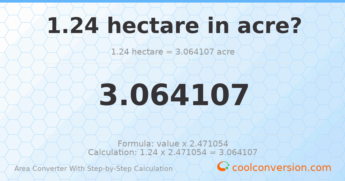 1.24 hectares = 3.06411 acres
