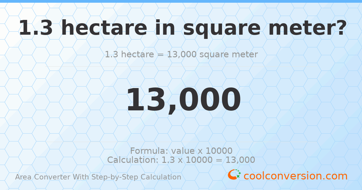 1.3 hectares = 13000 square meters