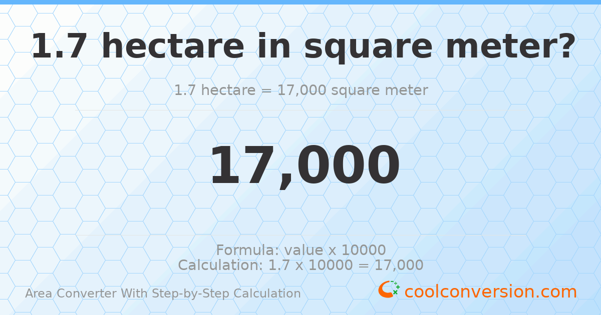 1.7 hectares = 17000 square meters