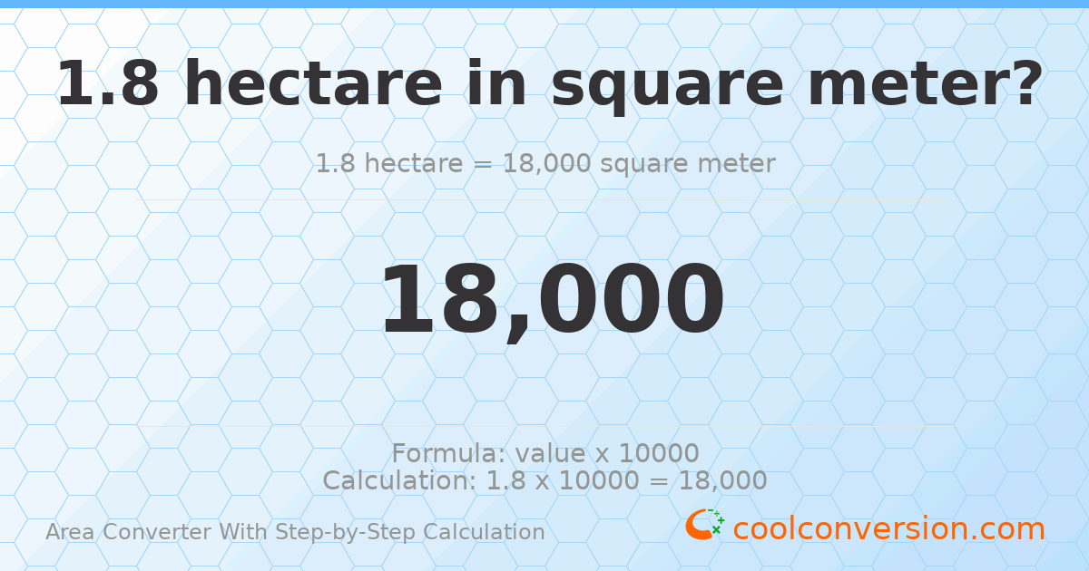 1.8 hectares = 18000 square meters