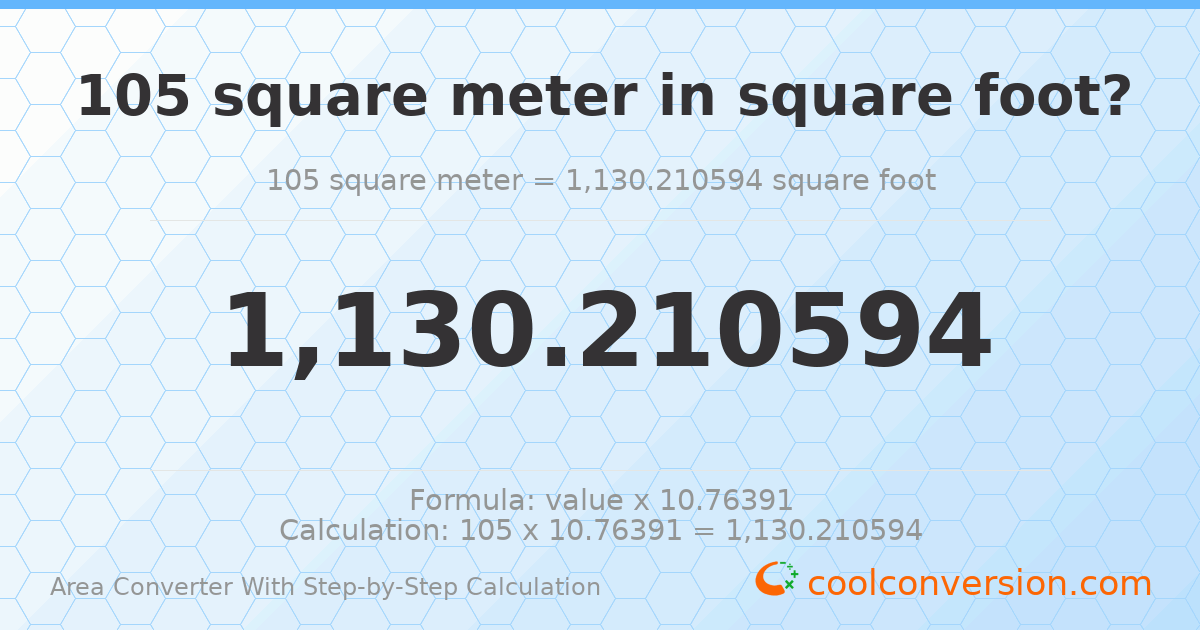105 square meters = 1130.21 square feet