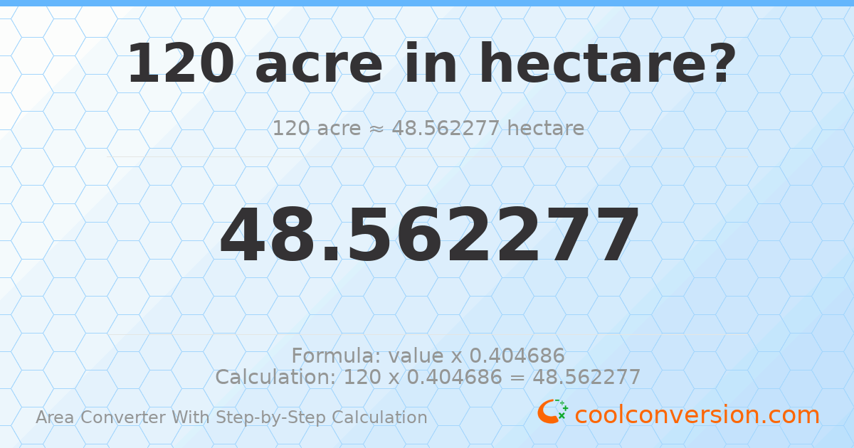 120 acres = 48.5623 hectares