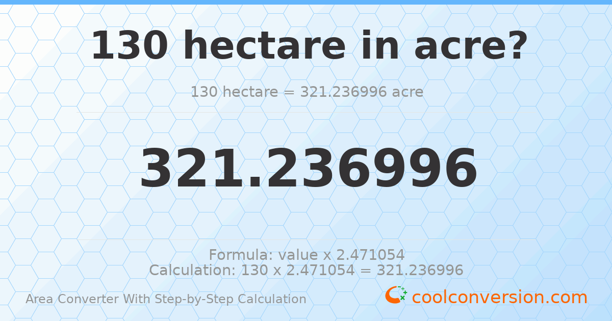 130 hectares = 321.237 acres