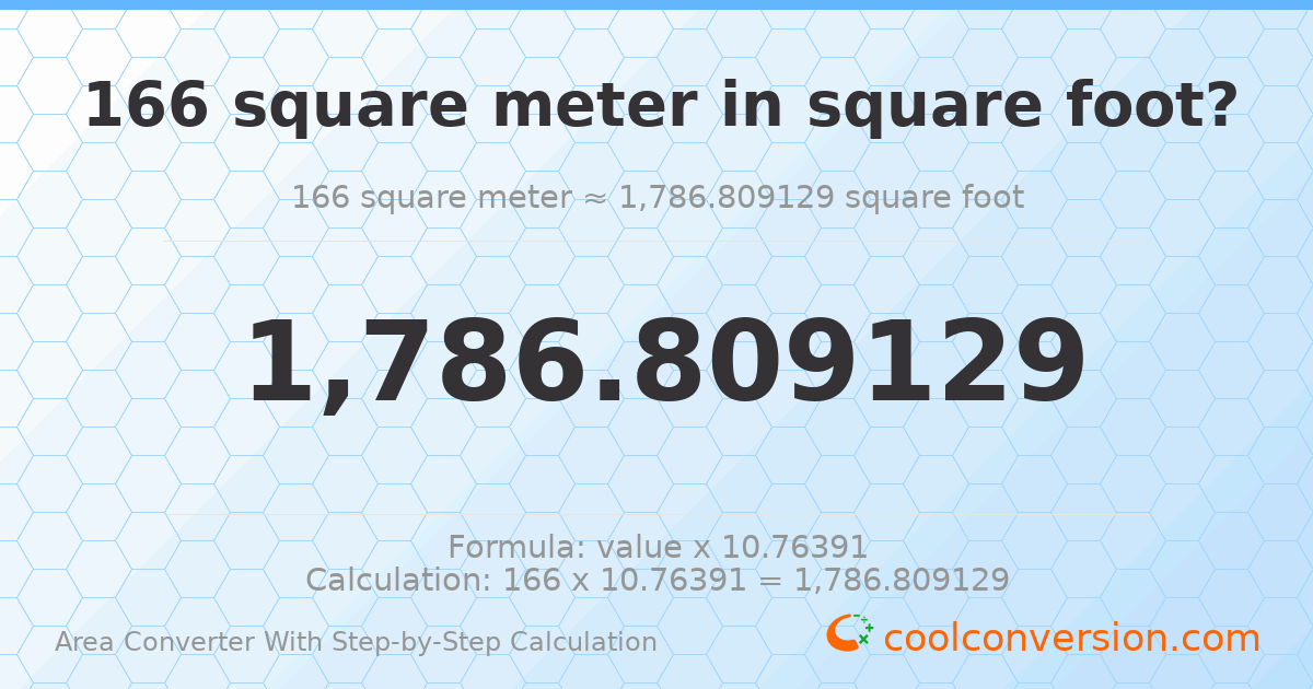 166 square meters = 1786.81 square feet