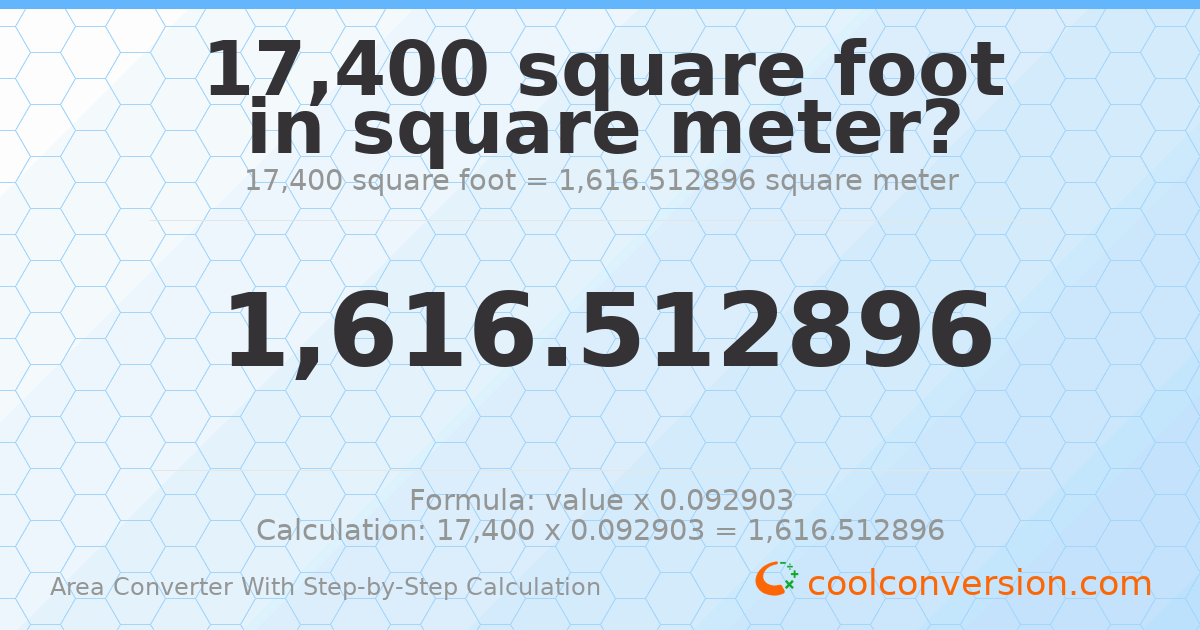 17400 square feet = 1616.51 square meters