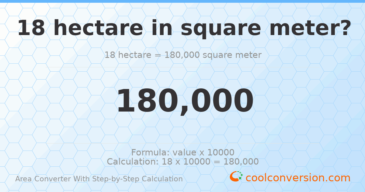 18 hectares = 180000 square meters