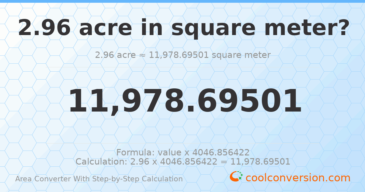 2.96 acres = 11978.7 square meters