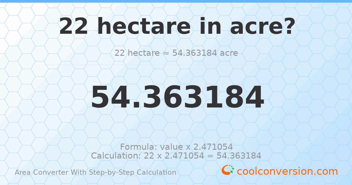22 hectares = 54.3632 acres