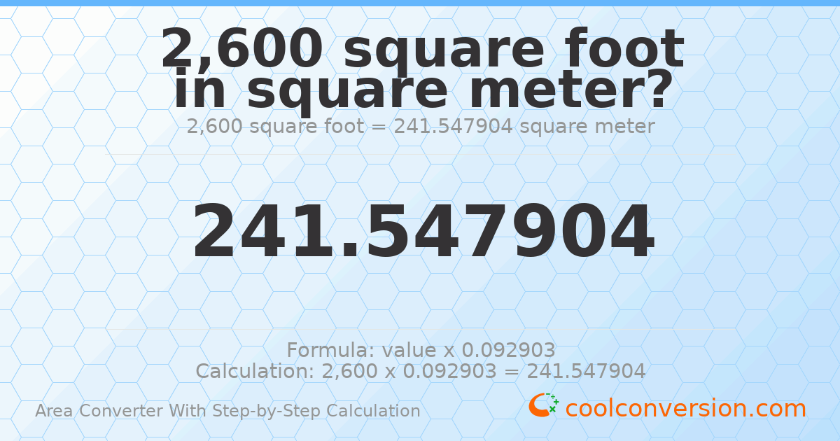 2600 square feet = 241.548 square meters