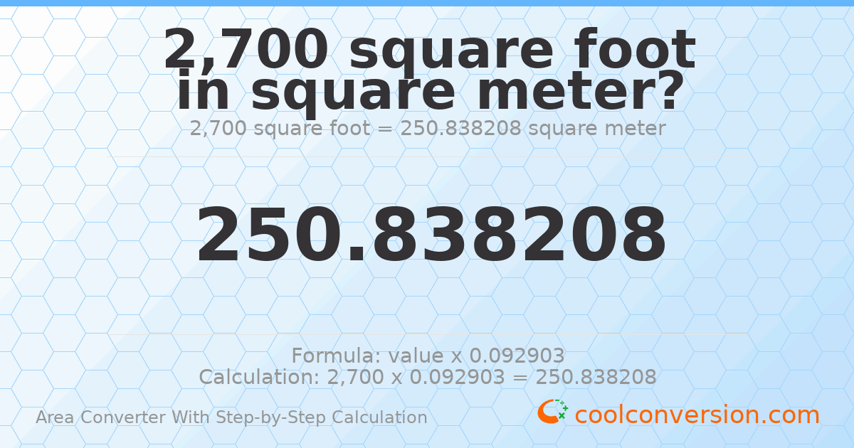 2700 square feet = 250.838 square meters