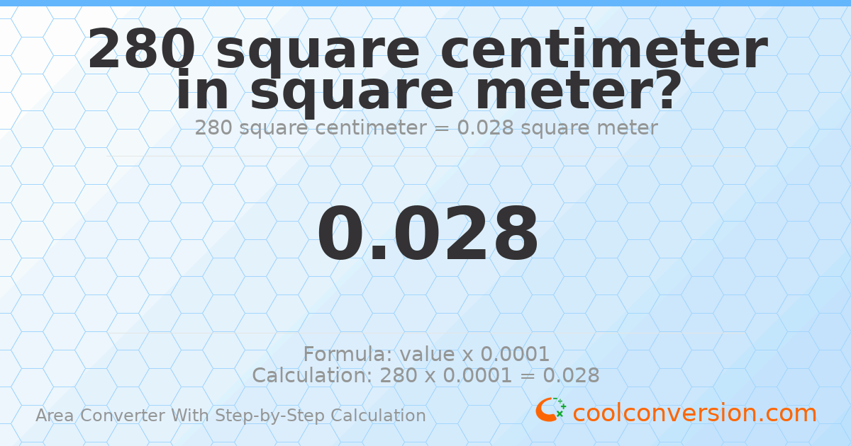 280 square centimeters = 0.028 square meters