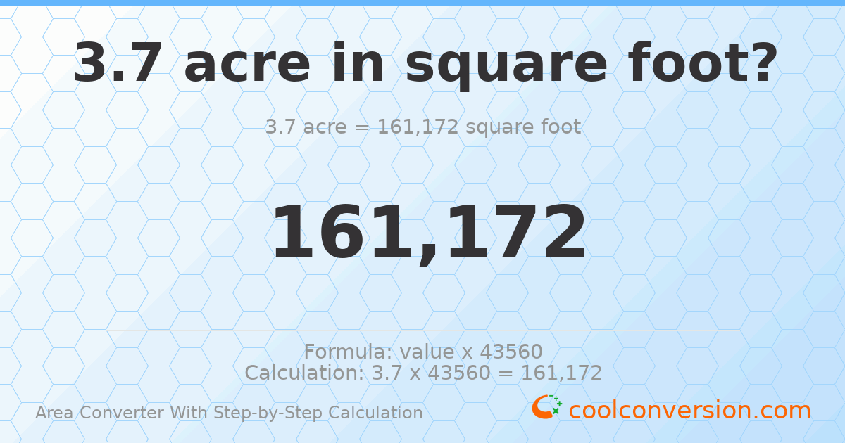3.7 acres = 161172 square feet