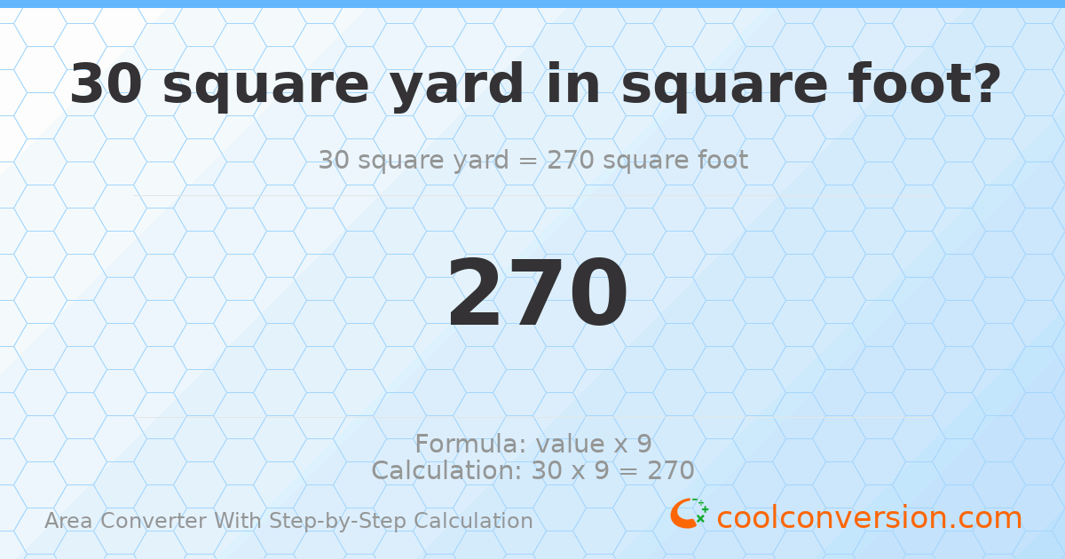 30 square yards = 270 square feet