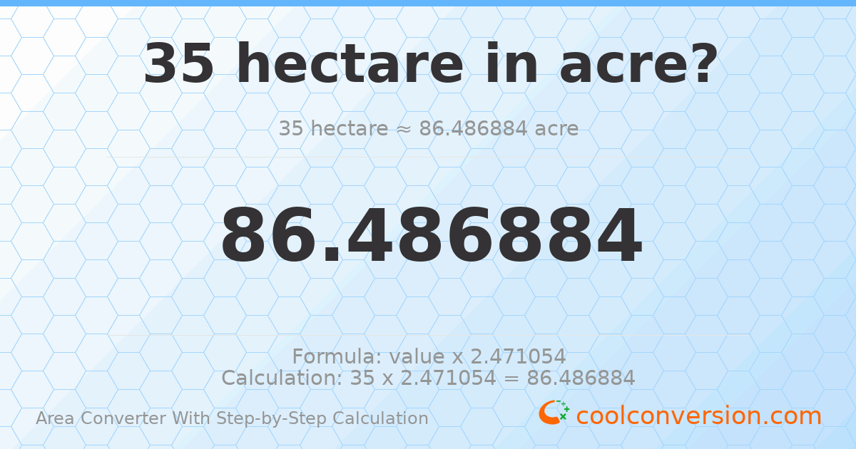 35 hectares = 86.4869 acres
