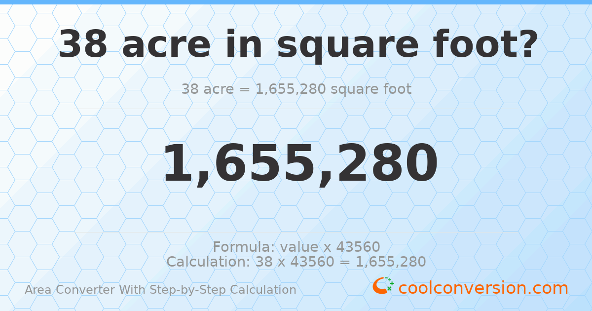 38 acres = 1655280 square feet