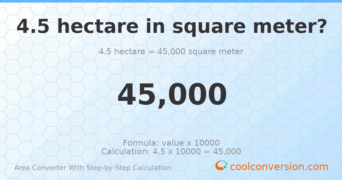 4.5 hectares = 45000 square meters