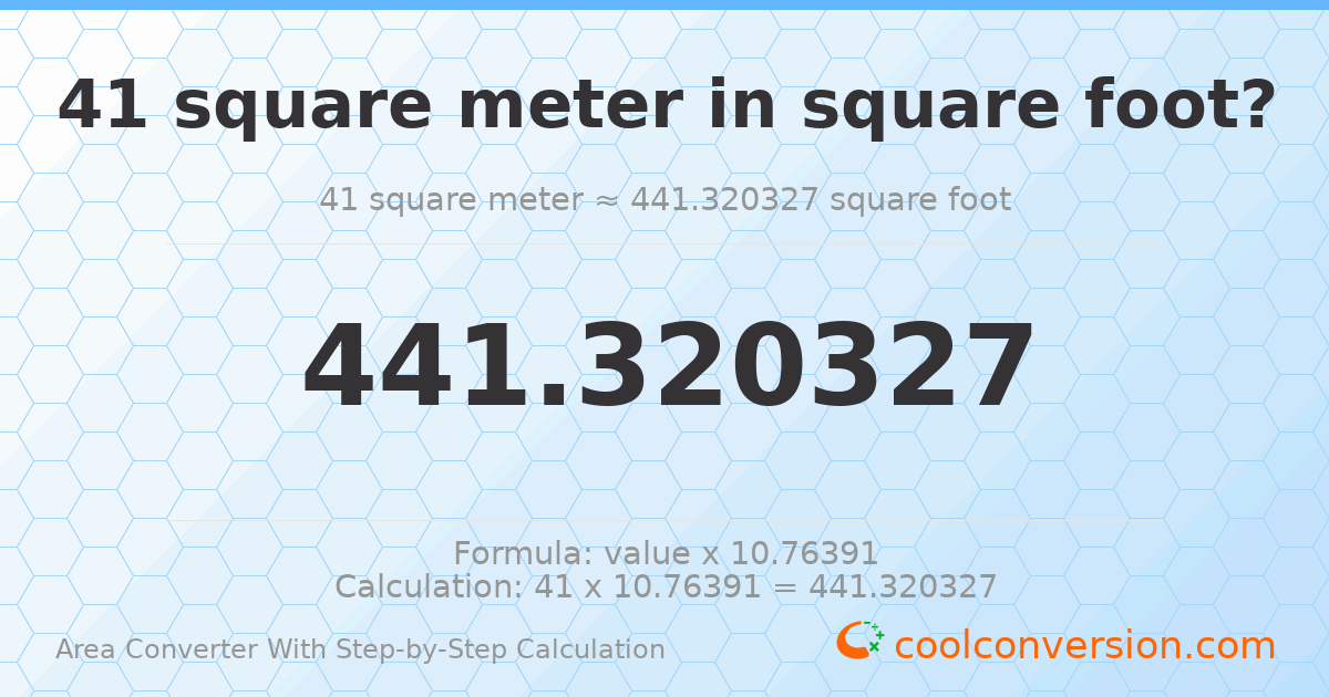 41 square meters = 441.32 square feet
