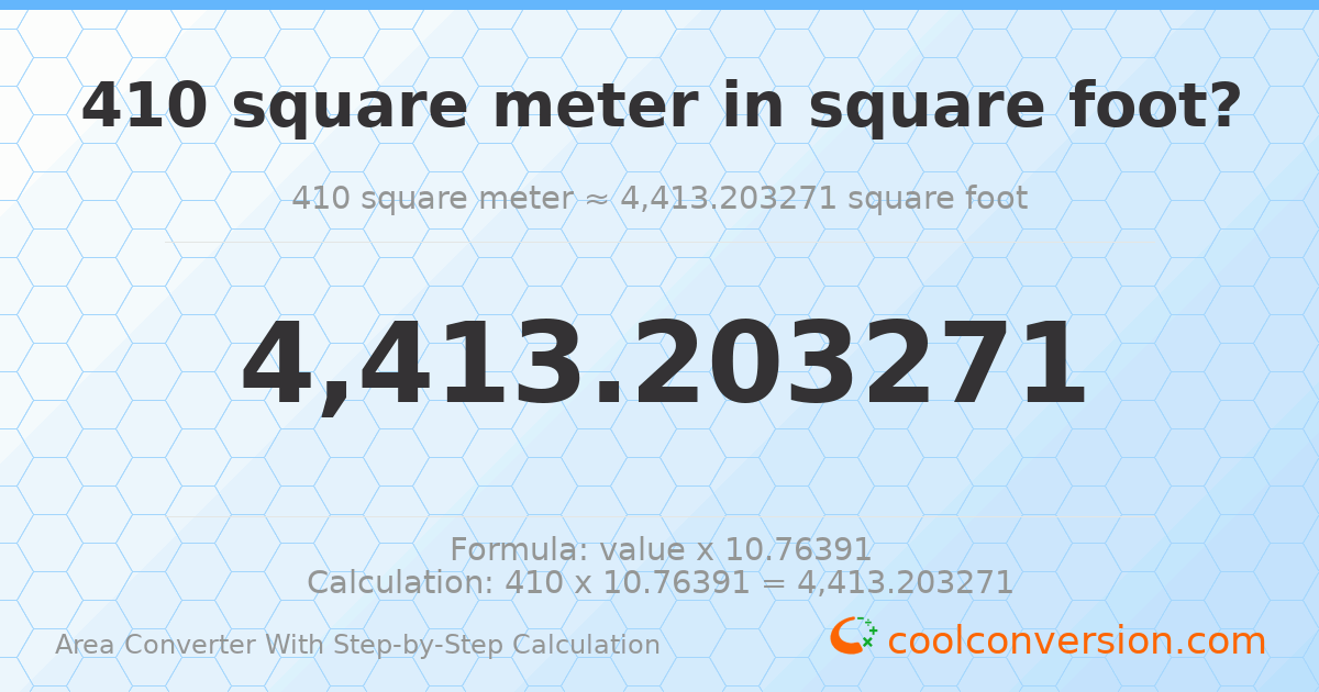 410 square meters = 4413.2 square feet