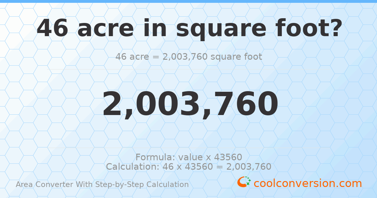 46 acres = 2003760 square feet