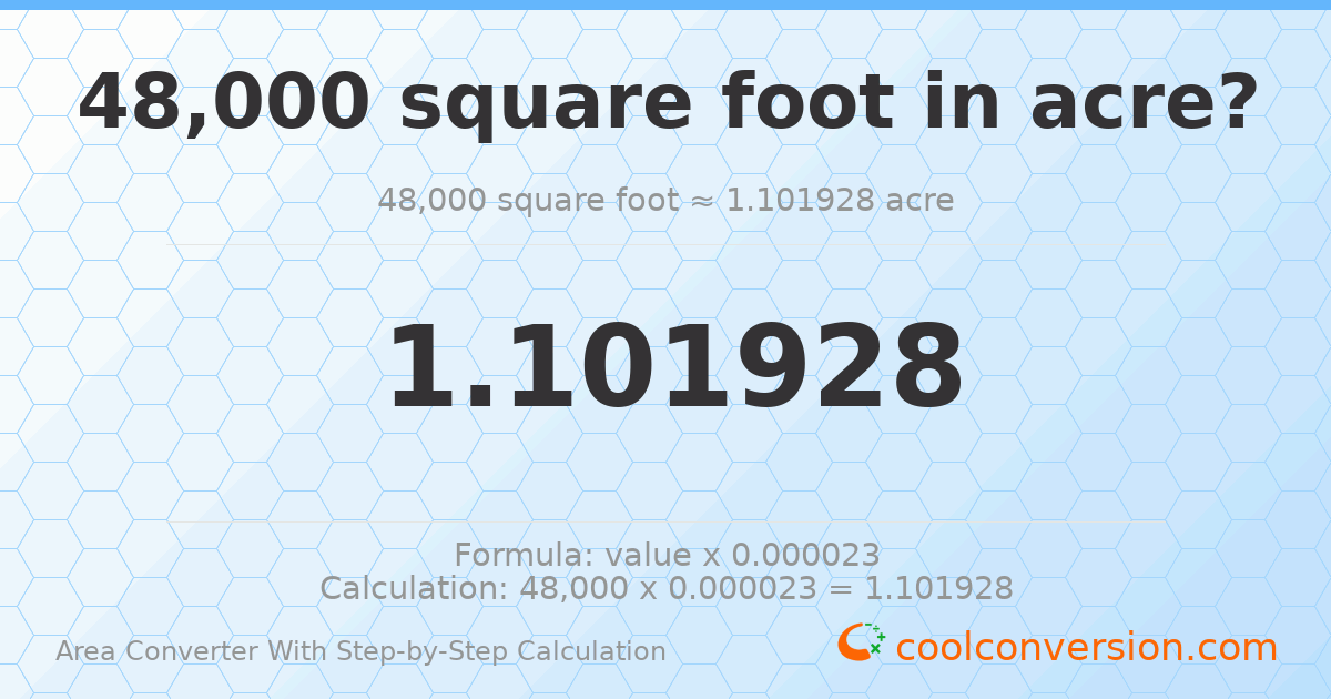 48000 square feet = 1.10193 acres