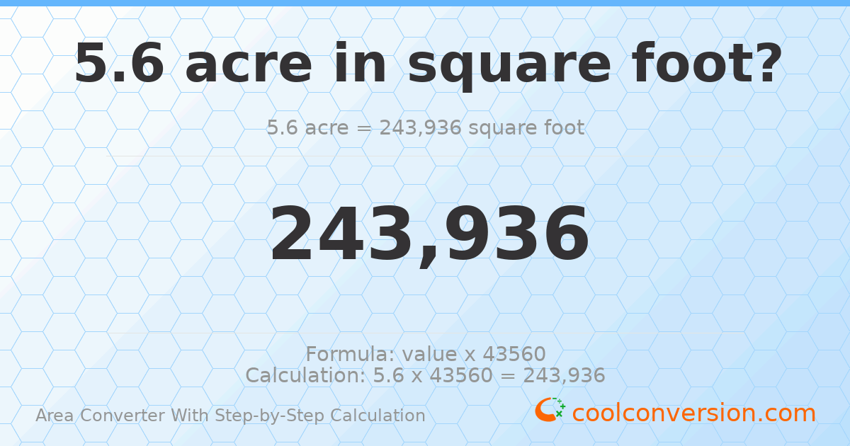 5.6 acres = 243936 square feet