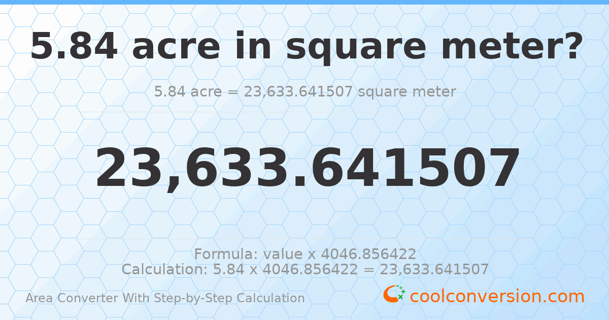 5.84 acres = 23633.6 square meters