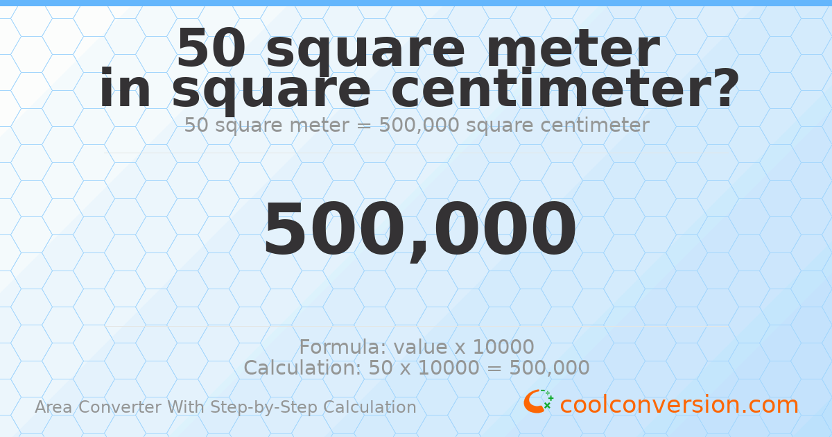 50 square meters = 500000 square centimeters