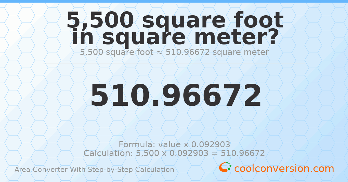 5500 square feet = 510.967 square meters